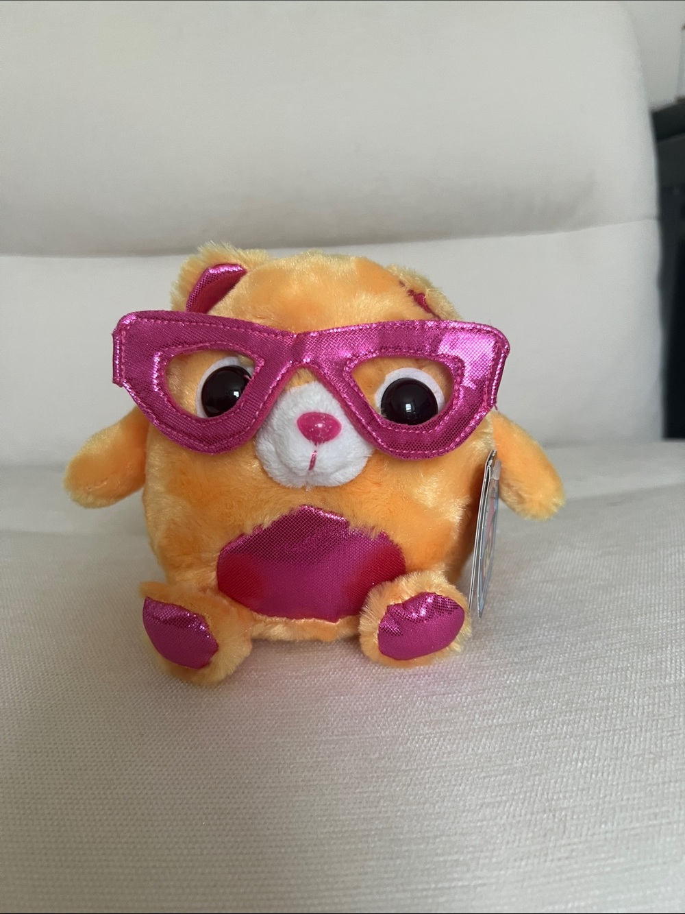 Plush Orange & Pink Glasses Stuffed Animal - Kids Toy